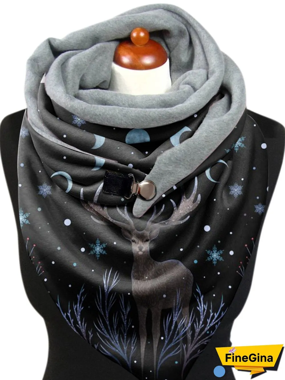 Casual Elk Pattern Triangle Scarf Windproof/Warm