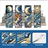 (US Local)4Pcs Special Shape Sun And Moon 5D DIY Diamond Painting Bookmark for Beginners