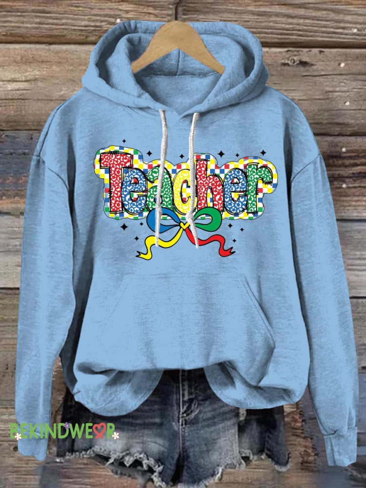 Autism Teacher Prints Casual Hoodie LightBlue / S