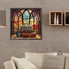 >SALE<5D DIY Full Round Drill Diamond Painting Mountain River Stained Glass 40x40cm