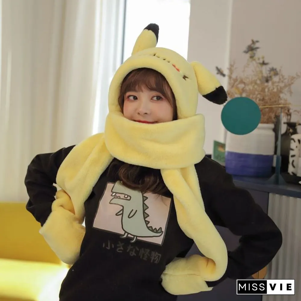 Cute Cartoon Ears Hat Scarf Gloves Warmer