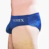Men's Ice Silk Low - Waist Briefs with Breathable Comfort, Letter Design, Sexy Transparent Pouch for Sports