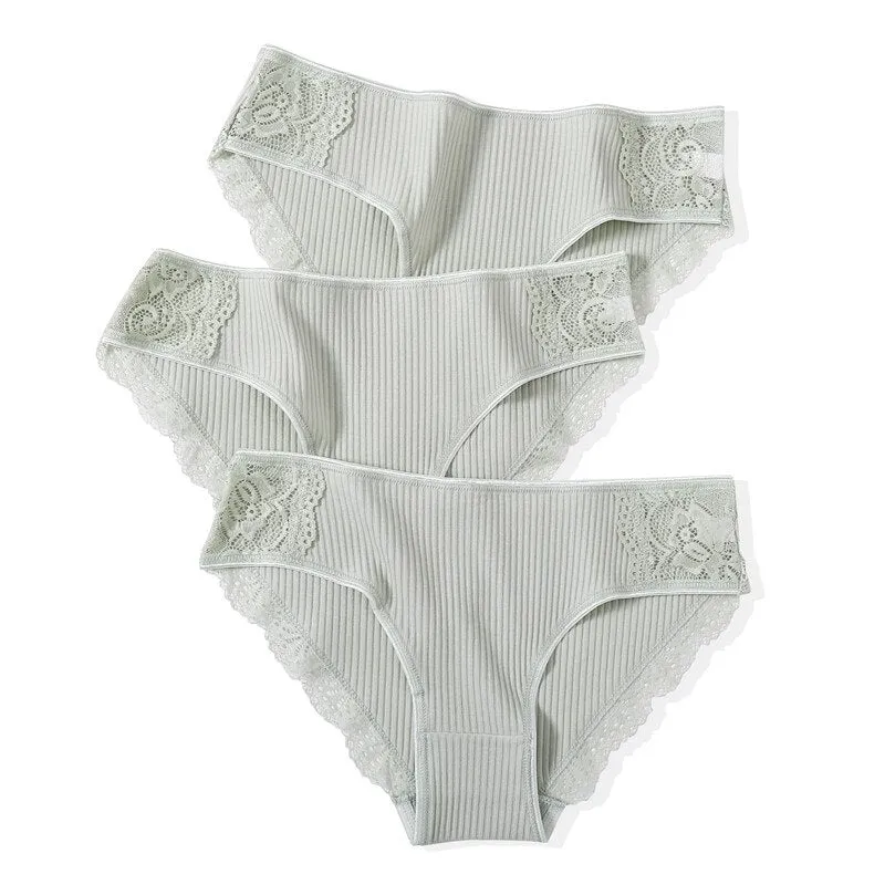 FINETOO Cotton Panty 3Pcs/lot Solid Women's Panties Comfort Underwear Skin-friendly Briefs Women Sexy Low-Rise Panty Intimates