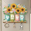 Wooden Sunflower Diamond Painting Hook Rail with 3 Hooks for Home Decor