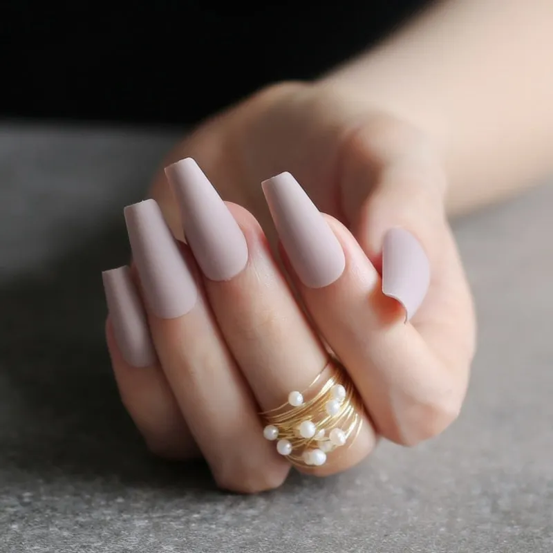 Glossy Ballet false nails red Long coffin Salon art matte Fake nails Transparent rectangle-Nail Inspo