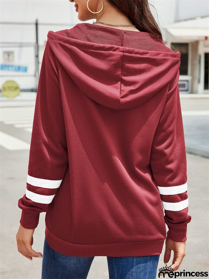 Sporty Zipper Long Sleeve Hoodies