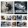 (Multi Style)Piano Girl-Full Embroidery 3 strands 11CT Stamped Cross Stitch-50*50CM