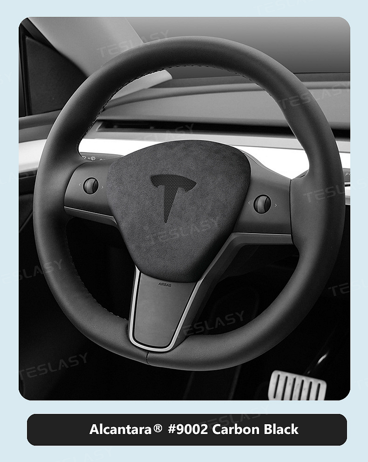 TESLASY Model 3/Y Alcantara Tesla Steering Wheel Airbag Trim Cover