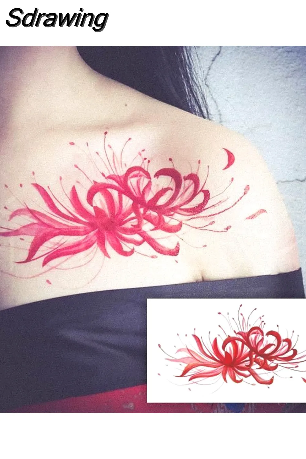 Sdrawing 4/5/9/10/18 PIeces Long Lasting Blue Flower Jewelry Tattoo Sticker Sexy Belly Block Scar Stretch Marks Waterproof Tattoo Sticker 715-1