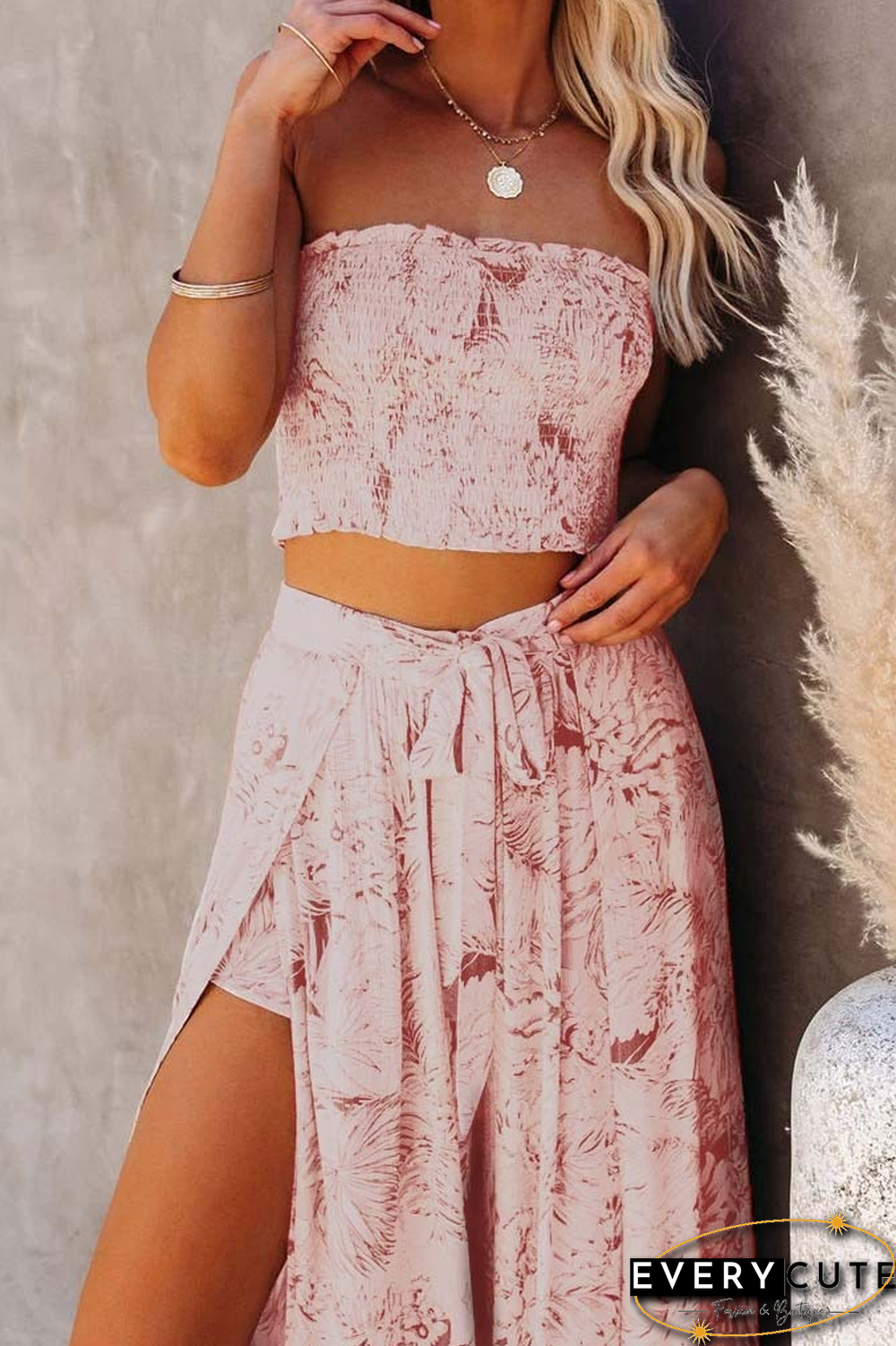 KarliDress Boho Style Floral Tank Top+Wide Leg Pants P12437