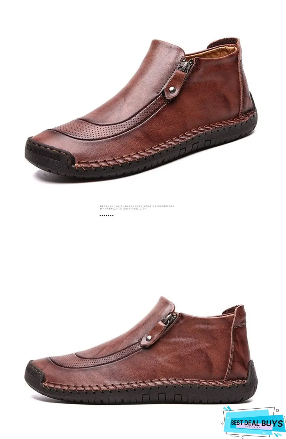 Men Boots Split Leather Ankle Snow Boots Warm Fur Men's Shoes Plush Winter Autumn Driving Shoes