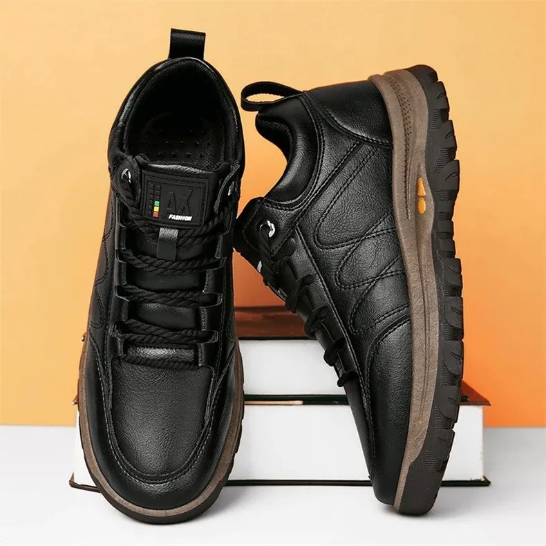  Men's Casual Hand Stitching Leather Arch Support Shoes