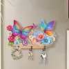 (US Local)Wooden Special Shaped Rainbow Butterflies Flowers Diamond Art Craft Wall Hooks