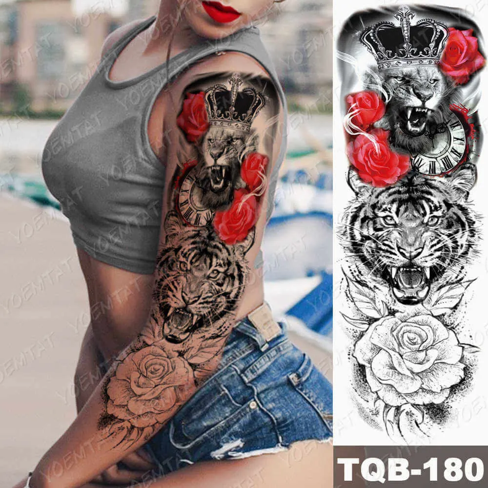 Large Arm Sleeve Tattoo Japan Samurai Waterproof Temporary Tatto Sticker Geisha Waist Leg Body Art Full Fake Tatoo Women Men