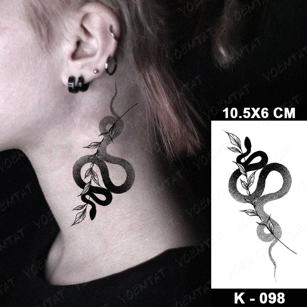 Waterproof Temporary Tattoo Sticker Black Point Line Sunflower Geometric Rose Flash Tatoo Fake Tatto For Body Art Women Men