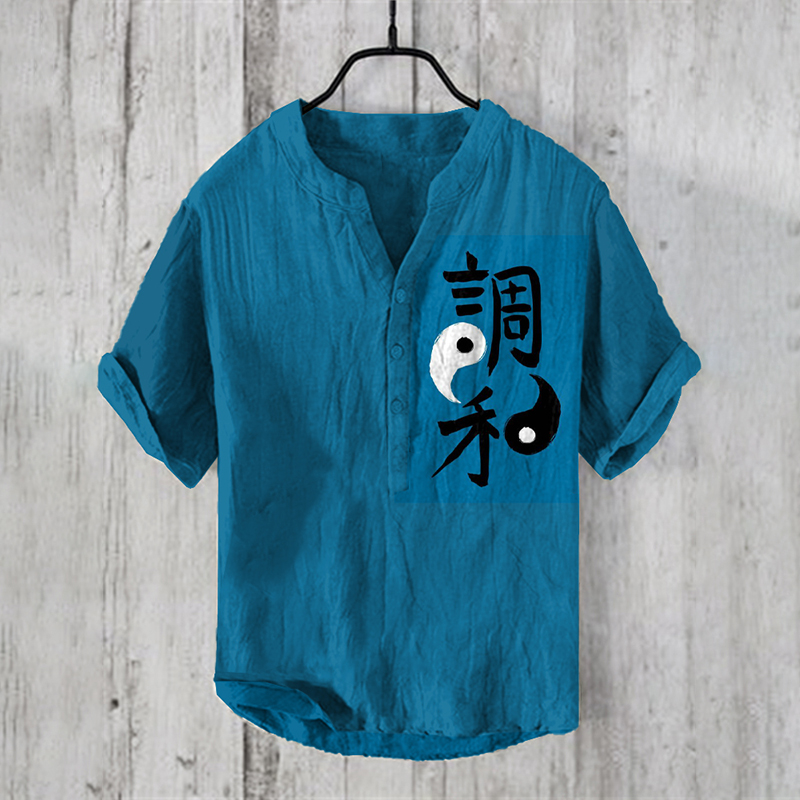 Japanese Word Art Linen Blend Cozy Shirt  artssus