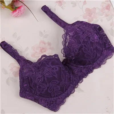 SVOKOR Women Bras Fashion Casual Sexy V-neck Solid Color Chest Pad Lace Sling Nylon Breathable Elasticity Comfortable Women Bras