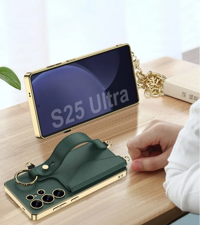 Samsung S25Ultra card holder wrist strap crossbody phone case