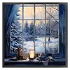 Window Snow Scene - 11CT Stamped Cross Stitch 50*50cm/19.69*19.69in