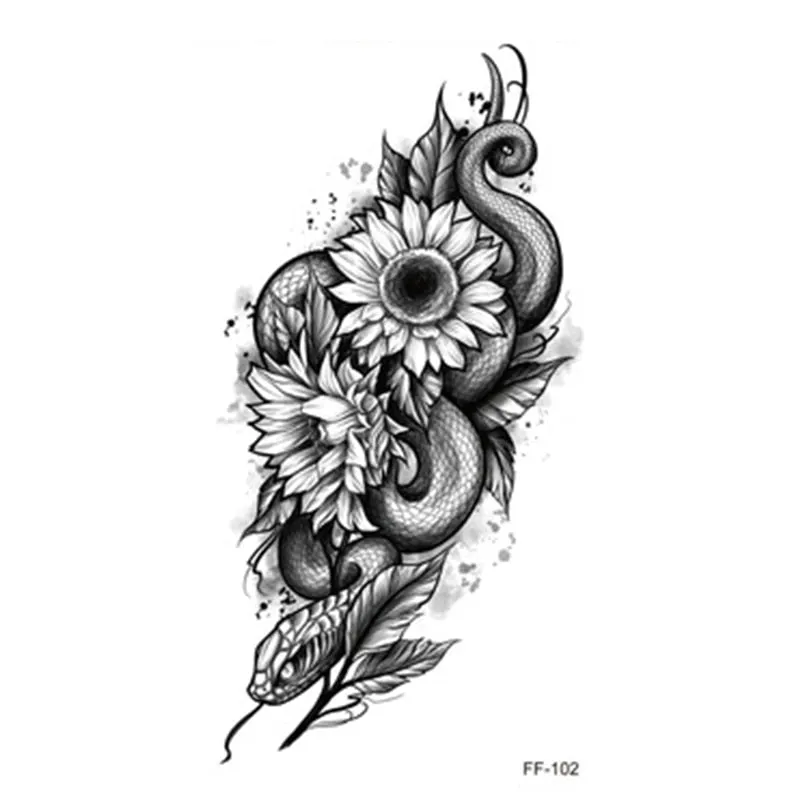 Large Body Art Arm Sleeves Snake Flower Temporary Tattoo Sticker Fast Rock Tattoo Women Waist Bracelet Fake Flash Tatoos Totem