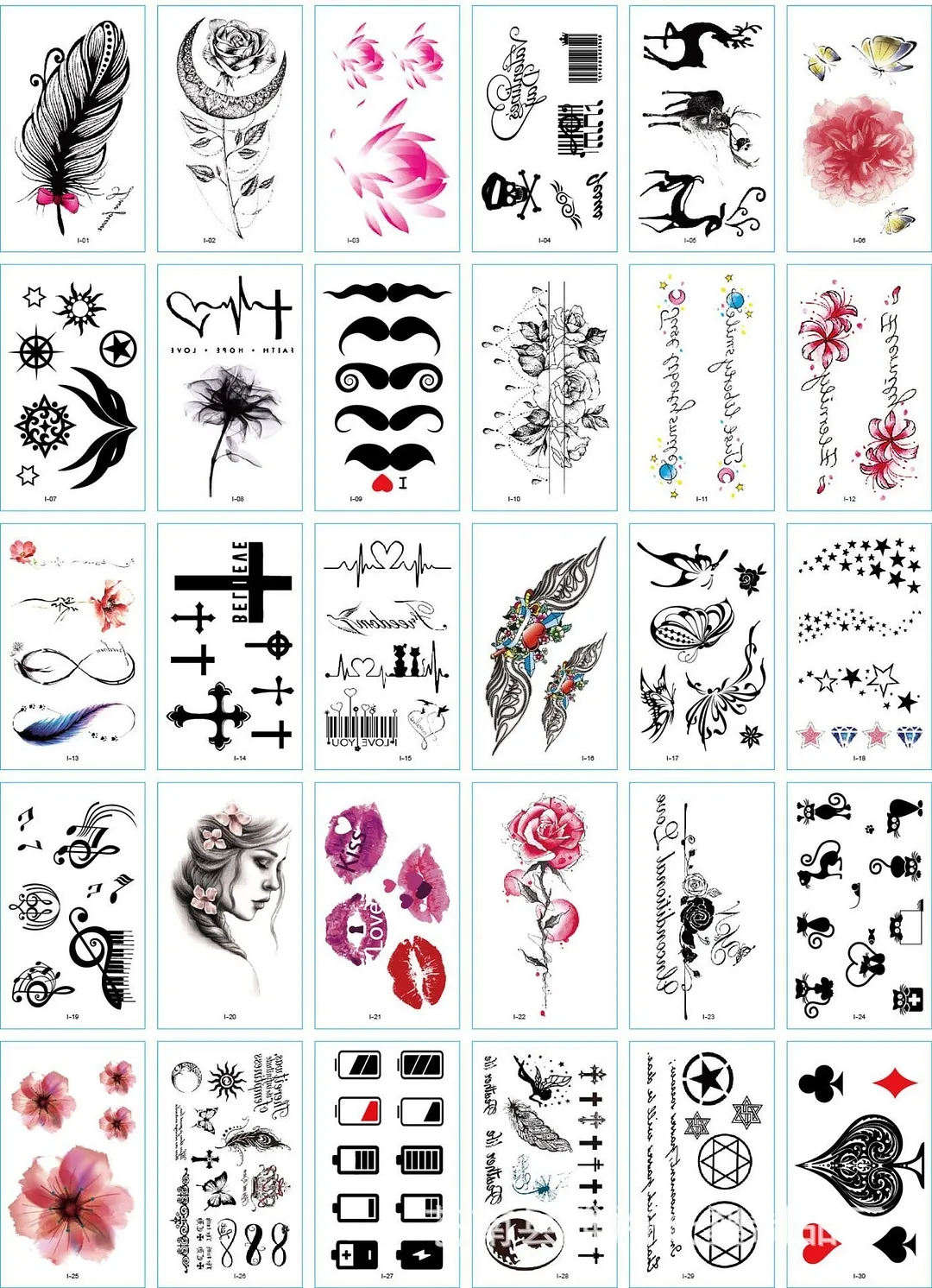 56 Pcs Waterproof Temporary Tattoo Stickers set English Russian wild Element Body Art Flash Tatto Fake Tatoo for Men and Women