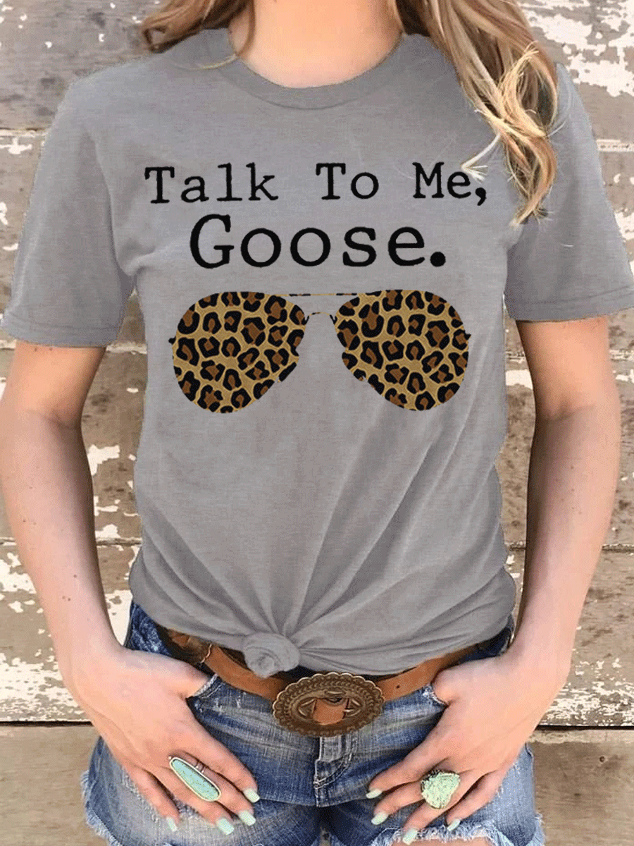Talk To Me Goose Sunglasses Leopard Print T-shirt