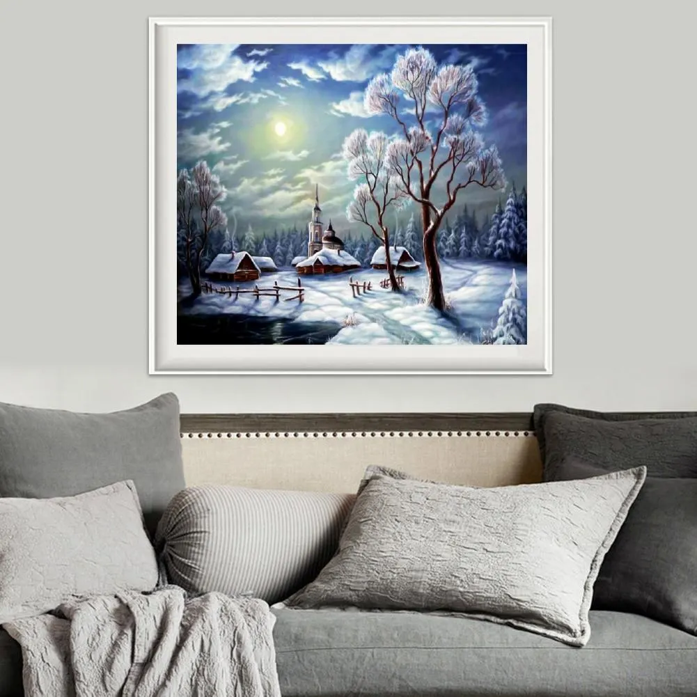 Diamond Painting - Full Round Drill - Snow Scene(35*30cm)