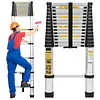 [US Local Warehouse] 4.4m Telescoping Ladder with 2 Triangle Stabilizers Portable Folding Loft Ladder