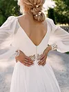 Deep V-Neck Split-Joint Long Sleeve Empire Simple Maxi Dress