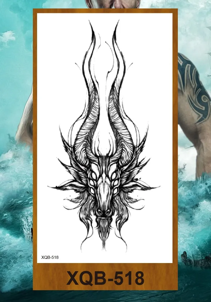 Tattoo Sticker Tribal Mighty Tiger Tatoo Men Women Africa Serengeti Lion Temporary Tattoo Black Indian Warrior Waterproof Flash