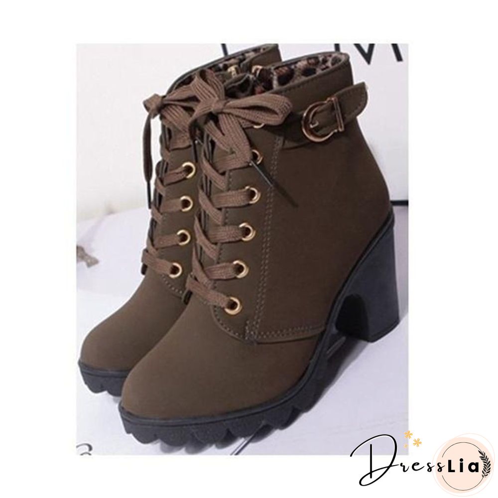 New Large Size Ladies Shoes Thick Heel Short Boots Botas De Mujer Ladies Boots Womens Shoes for Women