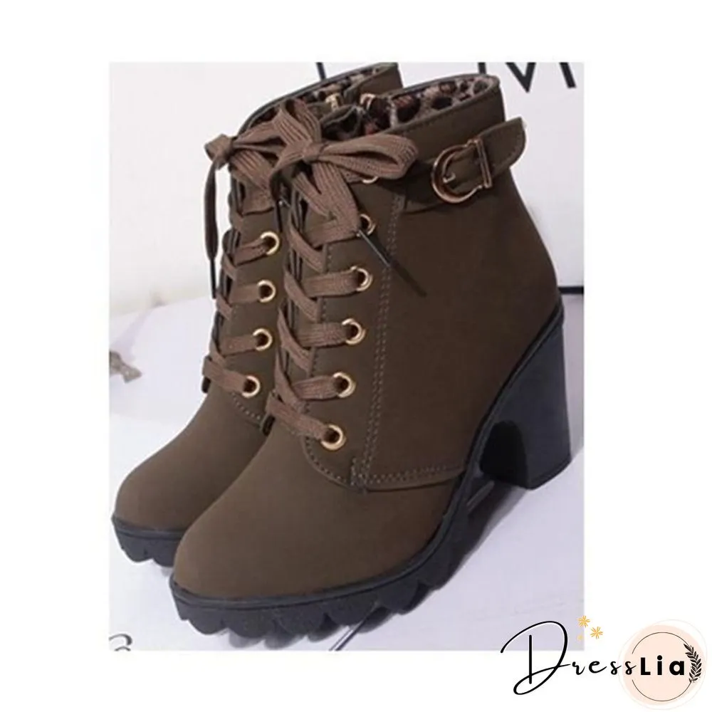 New Large Size Ladies Shoes Thick Heel Short Boots Botas De Mujer Ladies Boots Womens Shoes for Women