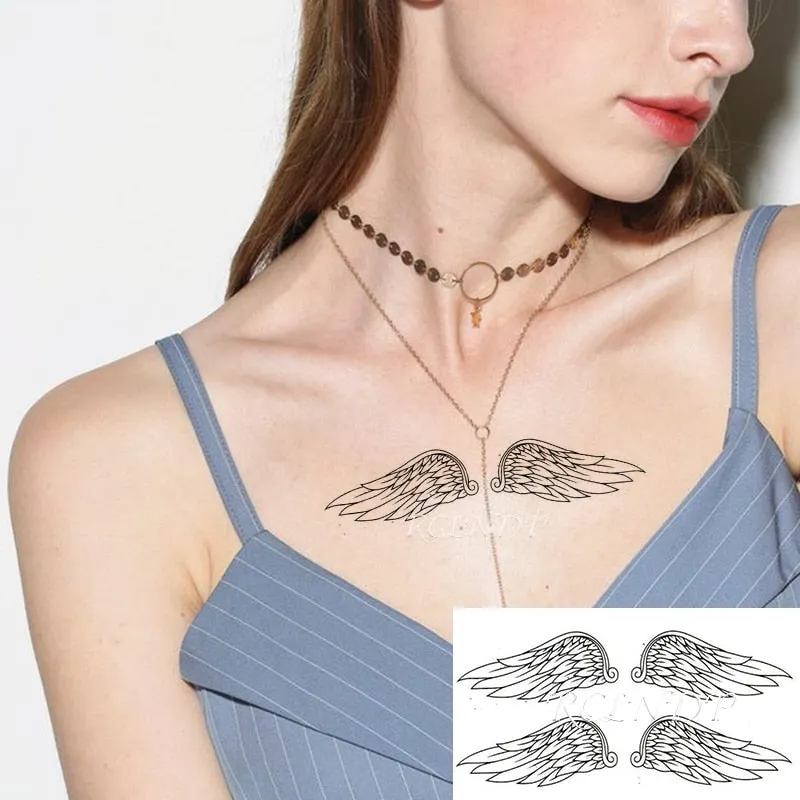 Waterproof Temporary Tattoo Sticker Wings Feather Small Element Fake Tatto Flash Tatoo Hand Arm Chest Art for Kids Men Women