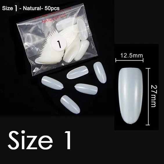 50Pcs/bag Natural Clear Nails Same Size Of Oval Shape False Nail Tips Purchase Specific Sizes Fake Nails For Paintting Prastic-Nail Inspo