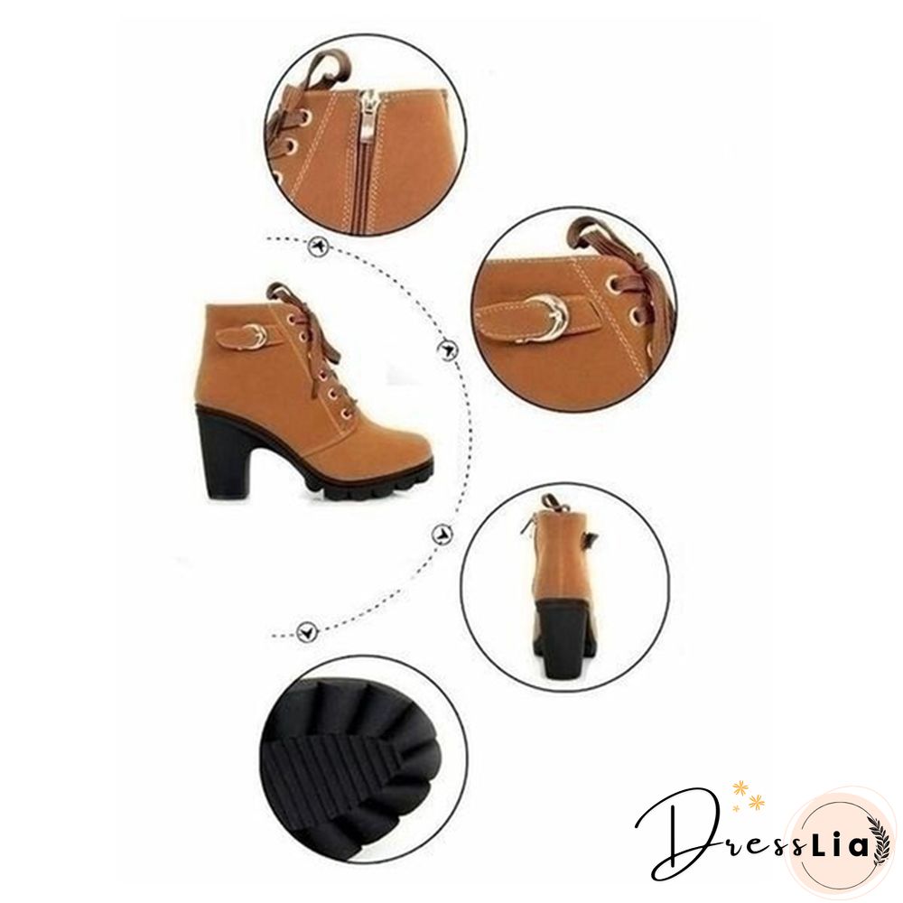 New Large Size Ladies Shoes Thick Heel Short Boots Botas De Mujer Ladies Boots Womens Shoes for Women