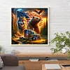 American Flag Wolf-Full Round Diamond Painting 40*40CM