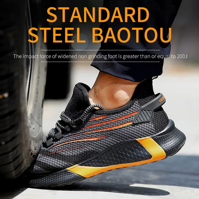 Men Work Safety Shoes With Steel Toe Ankle Boots Male Indestructible Work Shoes Men Sneakers Lightweight Men Shoes Safety Boots