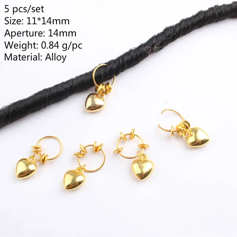 Hair Braid Coin Leaves Retro Colorful Beads Pendant Charms Rings Clip Headband for Pierced Hip-hop Braiders Leaves Accessories