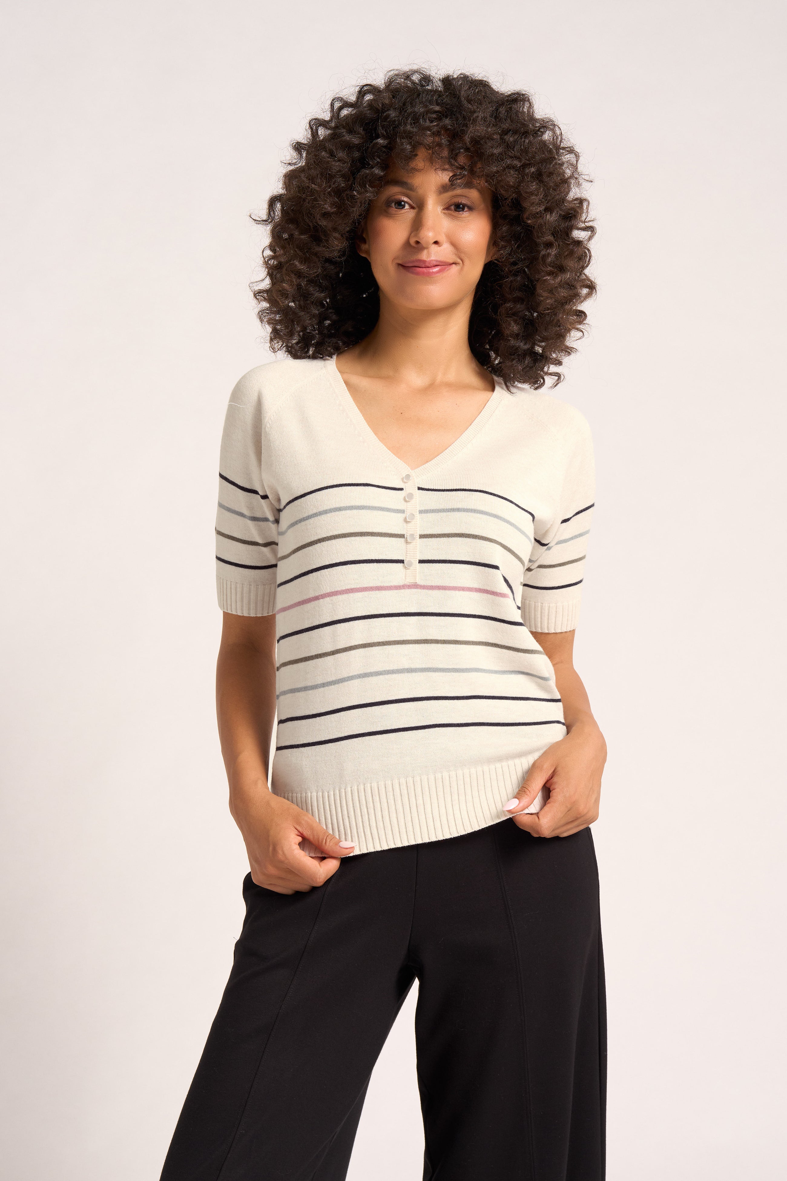 ASA STRIPED SWEATER - OATMEAL