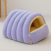 Warm Enclosed Cat Bed Cozy Plush Cats Tent Calming Pet Nest Cave for Cats Dogs