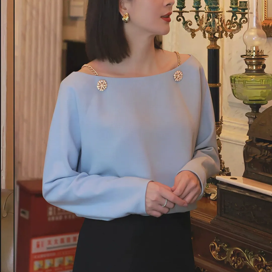 Athvotar Athvotar Light Luxury White Acetic Fascination Stender Shirt Woman 2025 New High-End Feel Chic Shirt Top