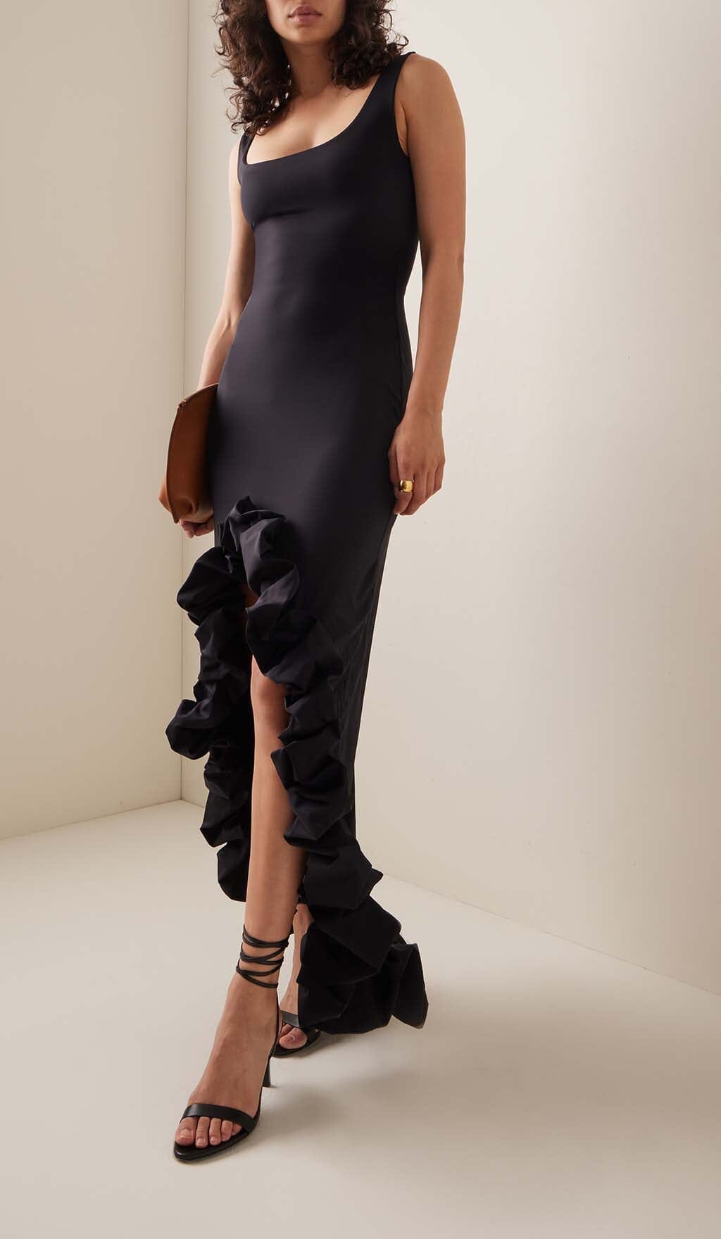 Fashionslee WomenHigh-Low Hemline Dress In Black