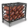 [US Local Warehouse] Ball Cart with Wheels Rolling Basketball Rack with Lockable Lid Balls Storage Locker for Volleyball Gym Recess Soccer Playground
