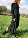 Off-The-Shoulder Solid Color Long Sleeve Irregular Midi Dress