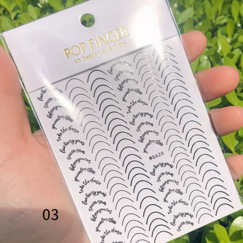 French Rose Gold Striping Tape Nail Design 3D Nail Sticker Star Heart Geometry For Nails Gel Polish Sticker Decals For Manicures