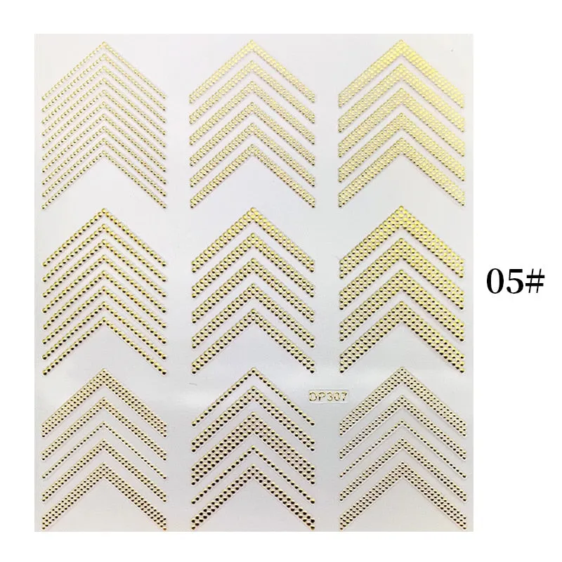 1 Sheet Christmas 5D Nail Stickers Gold And Sliver Snowflakes Transfer Nail Decals Slider Decoration For Manicuries