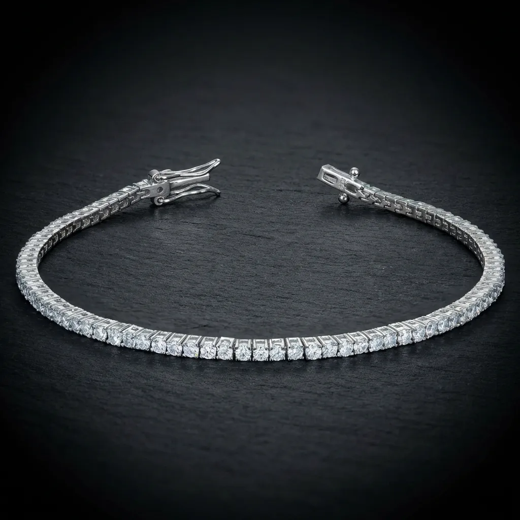 JiStones Eternal Sparkle Moissanite Tennis Bracelet | S925 Sterling Silver Platinum Plated 2mm Moissanite | Platinum Plated S925-14cm (5.5")