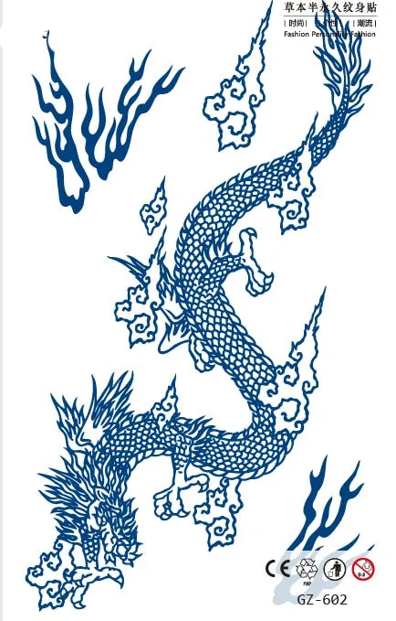Temporary Tattoo Stickers Dragon Eagle Juice Timberwolves Ink Lasting Waterproof Natural Arm Body Chest Realistic Art Fake Tatoo