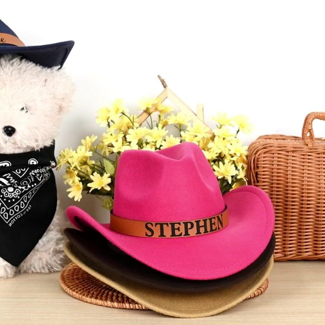 Kids Cowboy Hat Personalized Cowboy Hat For Toddler Boys Girls, Western Hat With Hatband For Kids Men Women, Custom Leather Patch Baby Cowgirl Hat, Perfect For Family Vacations And Western Themed Birthday Parties