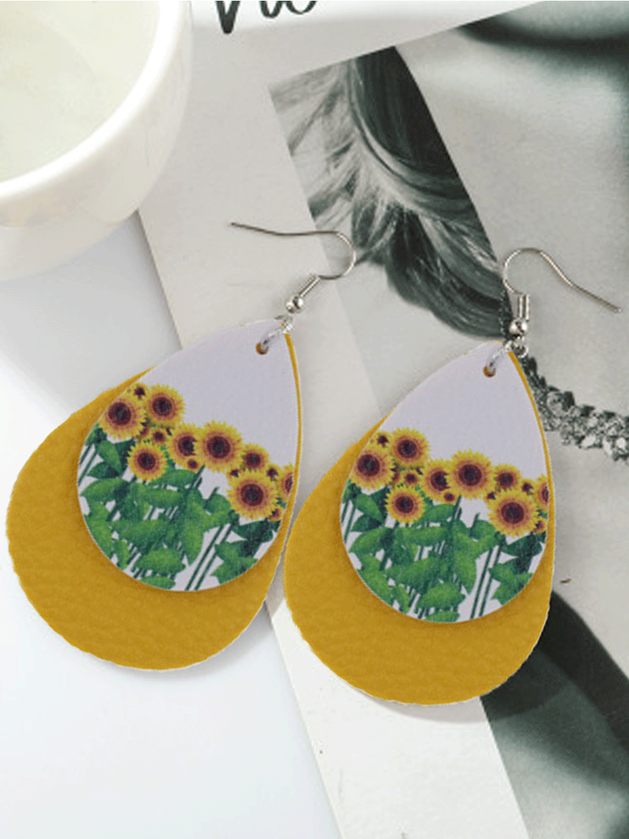 Sunflower Leather Earrings
